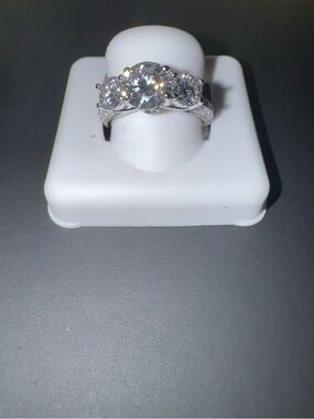 Moissanite Ring | 925 Silver |Past, Present, Future Engagement Style Ring